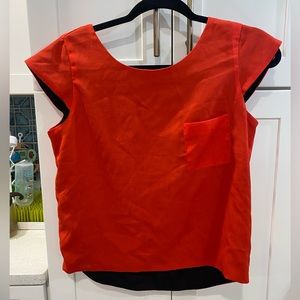 Beautiful crop red blouse with V neck back